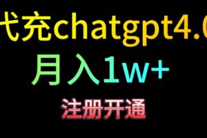 代充chatgpt4.0，日入500+，精准引流，暴力变现！-麦资源网