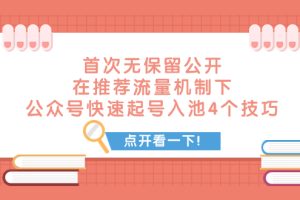 （7781期）某付费文章 首次无保留公开 在推荐流量机制下 公众号快速起号入池的4个技巧-麦资源网
