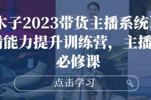 大木子2023带货主播系统课，主播能力提升训练营，主播带货必修课-麦资源网