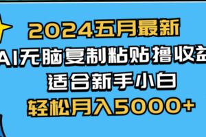 （10578期）2024五月最新AI撸收益玩法 无脑复制粘贴 新手小白也能操作 轻松月入5000+-麦资源网