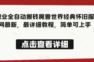 法师职业全自动搬砖魔兽世界经典怀旧服，全网最新，最详细教程，简单可上手【揭秘】-麦资源网