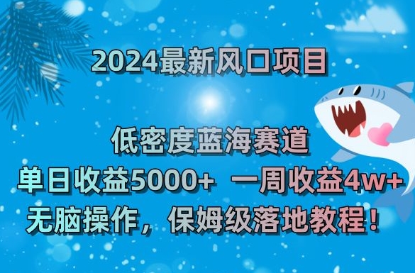 2024*风口项目，低密度蓝海赛道，单日收益5000+，一周收益4w+！【揭秘】