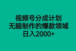 视频号分成计划，无脑制作的爆款领域，日入2000+-麦资源网