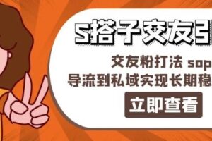 某收费888-S搭子交友引流，交友粉打法 sop，导流到私域实现长期稳定盈利-麦资源网