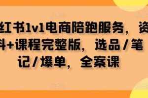 小红书1v1电商陪跑服务，资料+课程完整版，选品/笔记/爆单，全案课-麦资源网