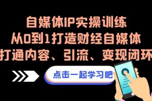 （6968期）自媒体IP实操训练，从0到1打造财经自媒体，打通内容、引流、变现闭环-麦资源网