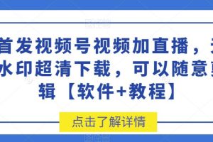 首发视频号视频加直播无水印超清下载，可以随意剪辑【软件+教程】-麦资源网