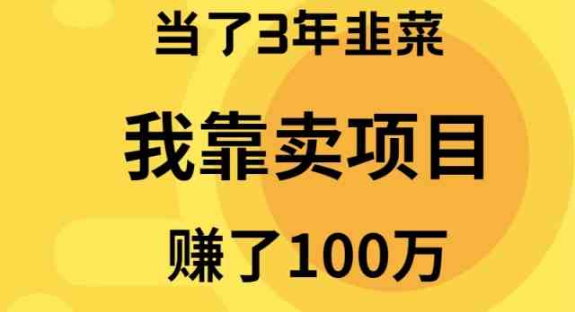 图片[1]-（9100期）当了3年韭菜，我靠卖项目赚了100万
