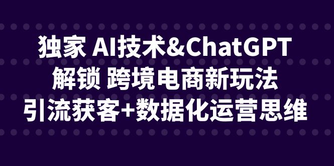 图片[1]-（6599期）独家 AI技术&ChatGPT解锁 跨境电商新玩法，引流获客+数据化运营思维