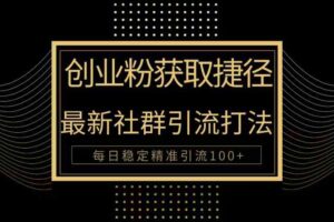 (10040期)创业粉捷径!最新被动引流方法大揭秘,实现每日100+精准引流-麦资源网