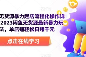 闲鱼无货源暴力起店流程化操作详解，2023闲鱼无货源最新暴力玩法，单店铺轻松日赚千元-麦资源网