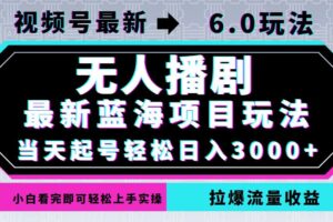 (12737期)视频号最新6.0玩法,无人播剧,轻松日入3000+,最新蓝海项目,拉爆流量…-麦资源网