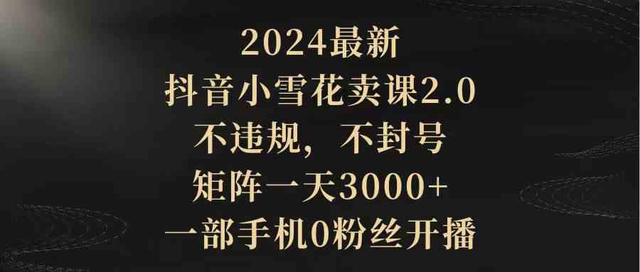 图片[1]-（9639期）2024最新抖音小雪花卖课2.0 不违规 不封号 矩阵一天3000+一部手机0粉丝开播