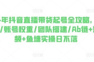 2024年抖音直播带货起号全攻略,0粉起号/账号权重/团队搭建/Ab链+短视频+鱼塘实操日不落-麦资源网