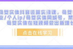 母婴实体抖音运营实操课，母婴行业/个人ip/母婴实体同城号，帮助母婴实体在短视频做出新增长-麦资源网
