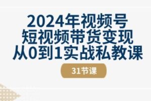 2024年视频号短视频带货变现从0到1实战私教课(31节视频课)-麦资源网