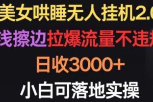 美女哄睡无人挂机2.0.浅擦边拉爆流量不违规，日收3000+，小白可落地实操【揭秘】-麦资源网