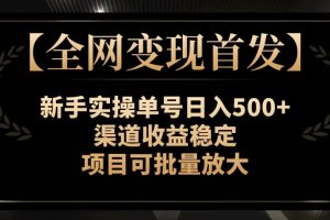 【全网变现首发】新手实操单号日入500+,渠道收益稳定,项目可批量放大【揭秘】-麦资源网