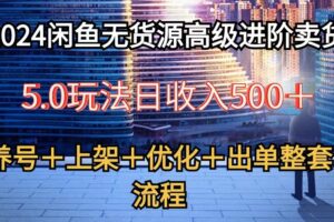 2024闲鱼无货源高级进阶卖货5.0，养号＋选品＋上架＋优化＋出单整套流程-麦资源网