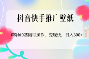 抖音快手推广壁纸，0粉丝0基础可操作，变现快，日入300+-麦资源网