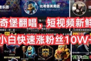 AI比奇堡翻唱，短视频新鲜赛道，小白快速涨粉丝10W+【揭秘】-麦资源网