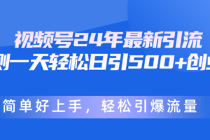 (10415期)视频号24年最新引流,一天轻松日引500+创业粉,简单好上手,轻松引爆流量-麦资源网
