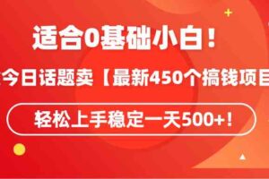 (9268期)适合0基础小白!靠今日话题卖【最新450个搞钱方法】轻松上手稳定一天500+!-麦资源网