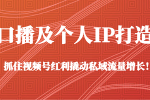 口播及个人IP打造，抓住视频号红利撬动私域流量增长！（45节课）-麦资源网