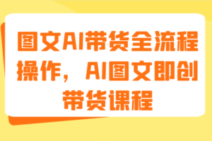图文AI带货全流程操作，AI图文即创带货课程（9节）-麦资源网