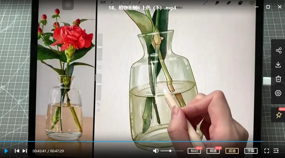 图片[5]-（4002期）2022年ipad综合团练水彩植物+少女头像，二合一课程（40节课）