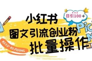 最新小红书批量图文引流技术，日引100+创业粉【揭秘】-麦资源网