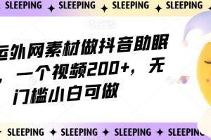 靠搬运外网素材做抖音助眠赛道，一个视频200+，无门槛小白可做【揭秘】-麦资源网