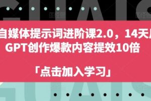 AI自媒体提示词进阶课2.0，14天用 GPT创作爆款内容提效10倍-麦资源网