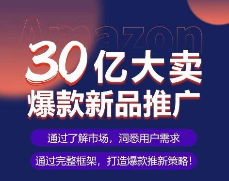 亚马逊·30亿大卖*新品推广，可复制、全程案例实操的*推新SOP