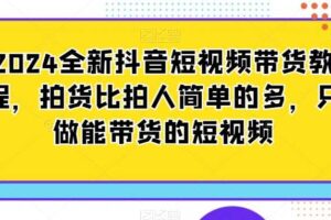 2024全新抖音短视频带货教程，拍货比拍人简单的多，只做能带货的短视频-麦资源网