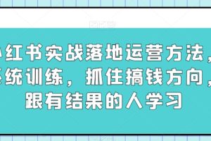 小红书实战落地运营方法，系统训练，抓住搞钱方向，跟有结果的人学习-麦资源网