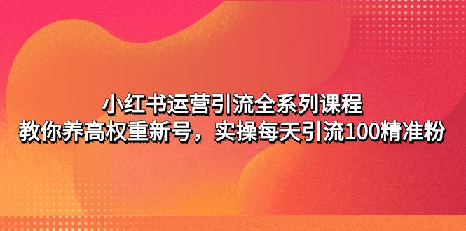 图片[1]-（4950期）小红书运营引流全系列课程：教你养高权重新号，实操每天引流100精准粉