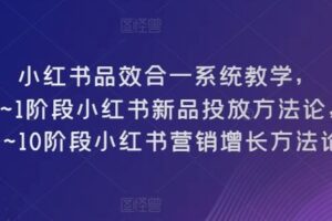 小红书品效合一系统教学，​0~1阶段小红书新品投放方法论，​1~10阶段小红书营销增长方法论-麦资源网