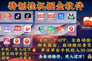 (11844期)挂机副业 月入过万,特别适合宝爸宝妈学生党,工作室特别推荐-麦资源网
