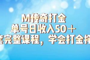 M传奇打金项目，单号日收入50+的游戏攻略，详细搬砖玩法【揭秘】-麦资源网