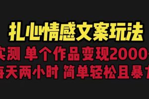 （6618期）扎心情感文案玩法，单个作品变现5000+，一分钟一条原创作品，流量爆炸-麦资源网