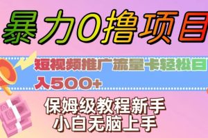 暴力0撸项目:短视频推广流量卡轻松日入500+,保姆级教程新手小白无脑上手【揭秘】-麦资源网