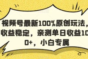视频号最新100%原创玩法，收益稳定，亲测单日收益1000+，小白专属【揭秘】-麦资源网