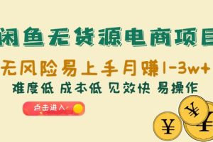 （6473期）闲鱼无货源电商项目：无风险易上手月赚10000+难度低 成本低 见效快 易操作-麦资源网