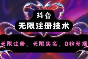 抖音无限实名技术2.0，一个身分证可以实名无数个抖音，几分钟一个自己看教程操作-麦资源网