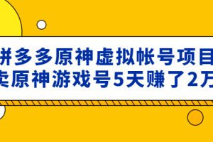 （4860期）外面卖2980的拼多多原神虚拟帐号项目：卖原神游戏号5天赚了2万-麦资源网