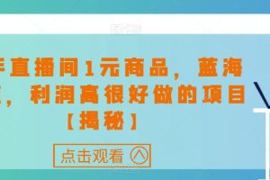 快手直播间1元商品，蓝海赛道，利润高很好做的项目【揭秘】-麦资源网