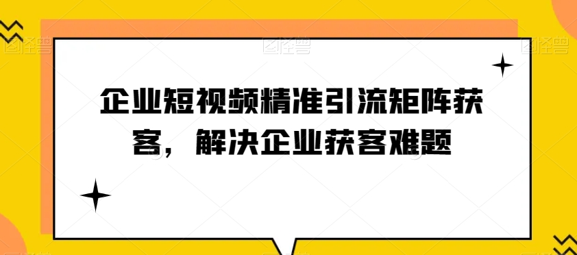 企业短视频*引流矩阵获客，解决企业获客难题
