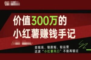 价值300万的小红书赚钱手记，变现高、链路短、轻运营，这波“小红薯风口”不能再错过-麦资源网