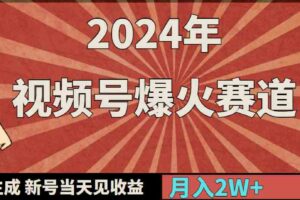 （9404期）2024年视频号爆火赛道，一键生成，新号当天见收益，月入20000+-麦资源网